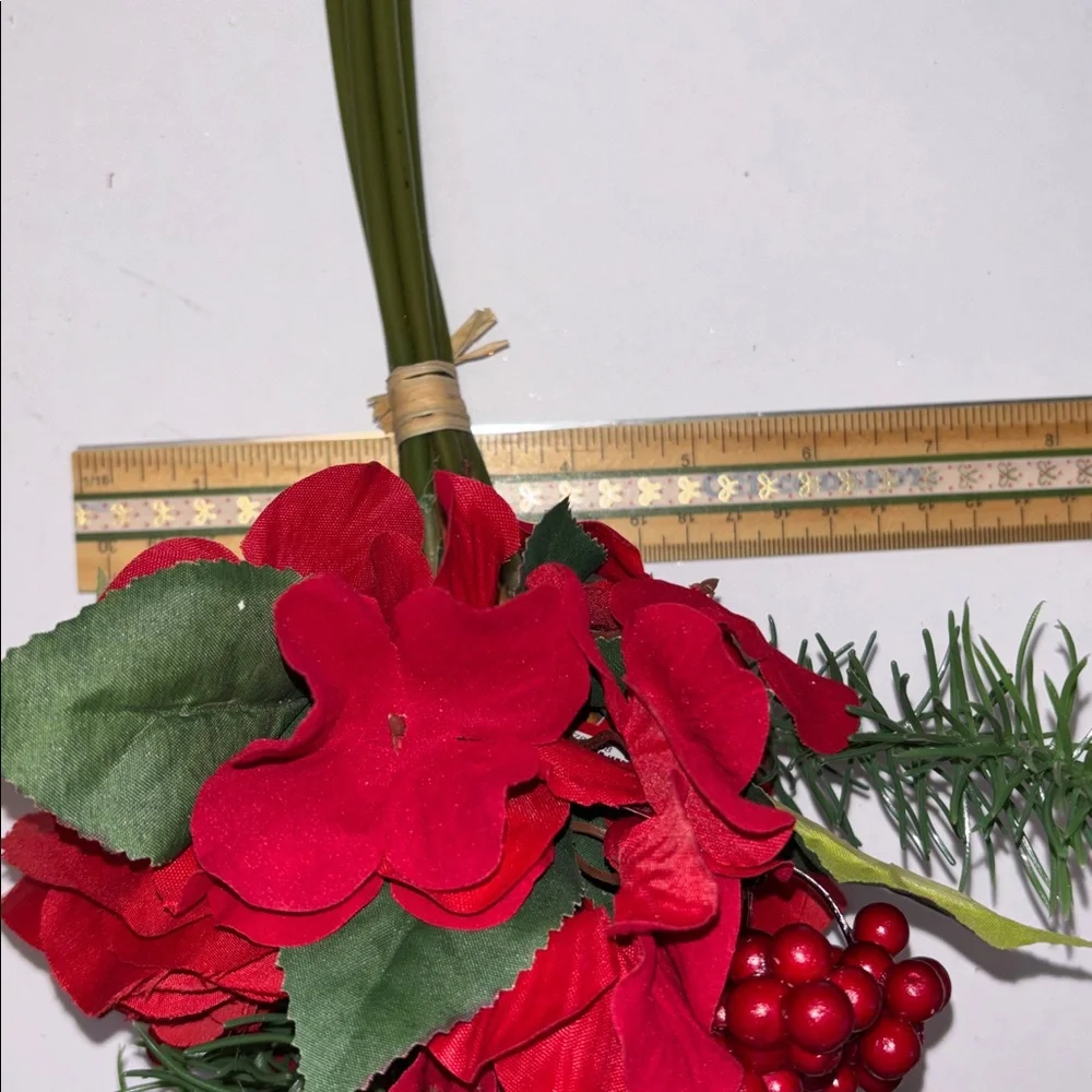 Red Rose Bouquet with Greenery Christmas Bouqet Bridal Bouquet Holiday Red Berry